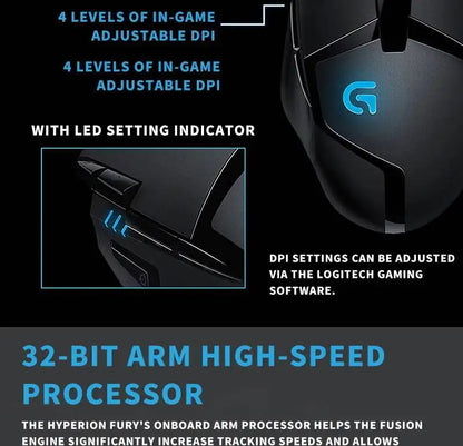 Logitech G402 Wired Gaming Mouse, 4000 DPI Gaming Mouse with 8 Programmable Buttons, 32-Bit ARM Processor, USB Optical Gaming Mouse for PC Gaming & Work