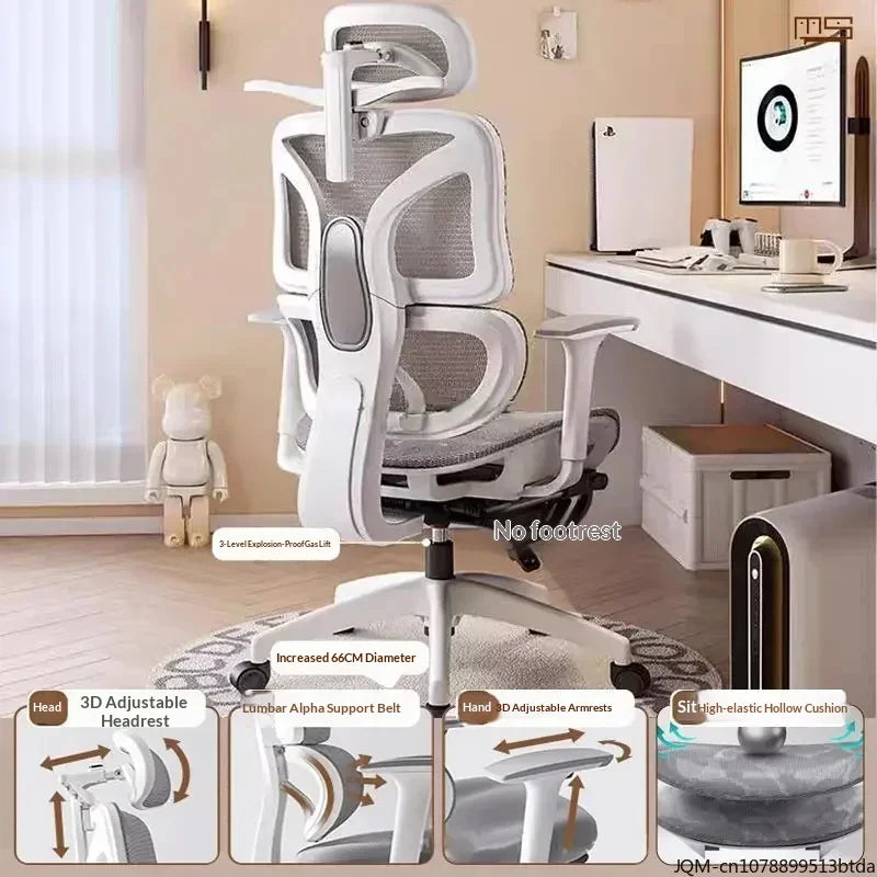 Ergonomic Study Chair High Back Office Chair with Lumbar Support, Adjustable Computer Desk Chair, Comfortable Home Work Chair with Armrests