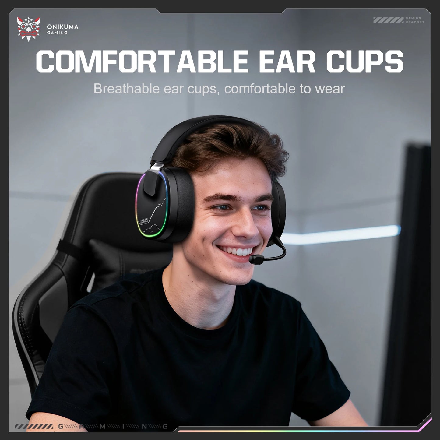 ONIKUMA GT808 Wireless Gaming Headset with 45dB Active Noise Cancelling, Hi-Res Audio, 2.4GHz, Bluetooth 5.3, Wired, 60H Battery for PC, PS5 & Switch