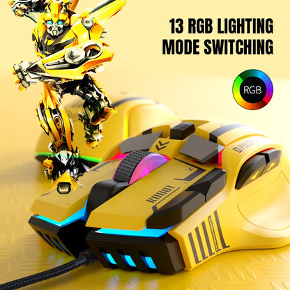 HXSJ Programmable Gaming Mouse Wired 12800 DPI RGB Gaming Mouse with 12 Programmable Buttons, Ergonomic Wired Gaming Mouse for PC, Laptop & Windows