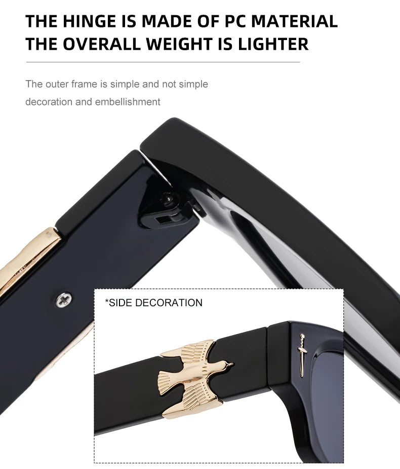 Punk Soaring Eagle Sunglasses Men 2026 Luxury Brand Designer Fashion Rectangle Sun Glasses For Women Steampunk Shades Eyewear