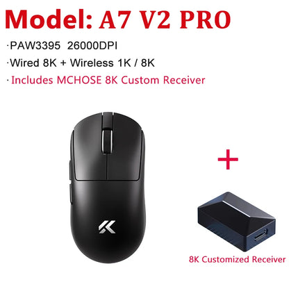 MCHOSE A7 V2 Ultra / Pro kevyt langaton pelihiiri Dual 8000Hz PAW3950 TI 42000DPI PC-e-urheilupelaajille