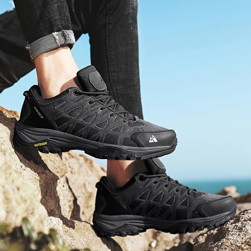 HIKEUP Fashion Outdoor Shoes Hiking Men's Sports Casual Mountain Trekking Boots Camping Sneakers for Men Non-slip Wear-resistant