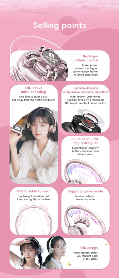 FiiO ANYTIME Bluetooth 5.4 Wireless Headphones with Noise Cancelling, Hi-Res Audio Over-Ear Bluetooth Headphones with Mic, Premium Wireless Earphones