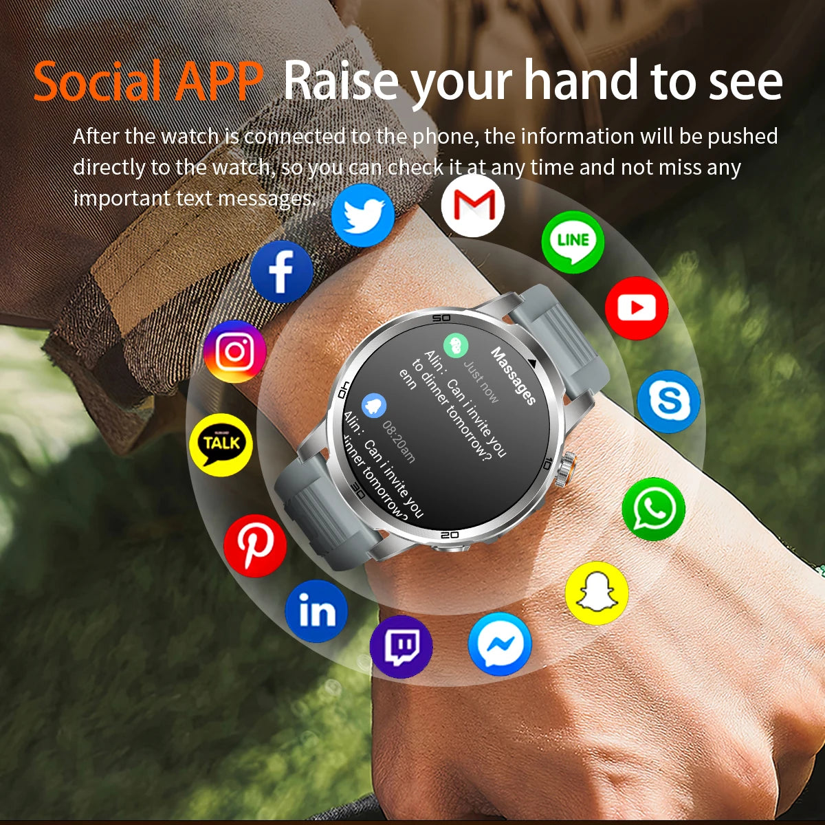 2026 New Military Outdoor Smart Watch 1.85‘’ AMOLED 1000mAh Large Battery 5ATM Waterproof Voice Call Sports Men Fitness Bracel