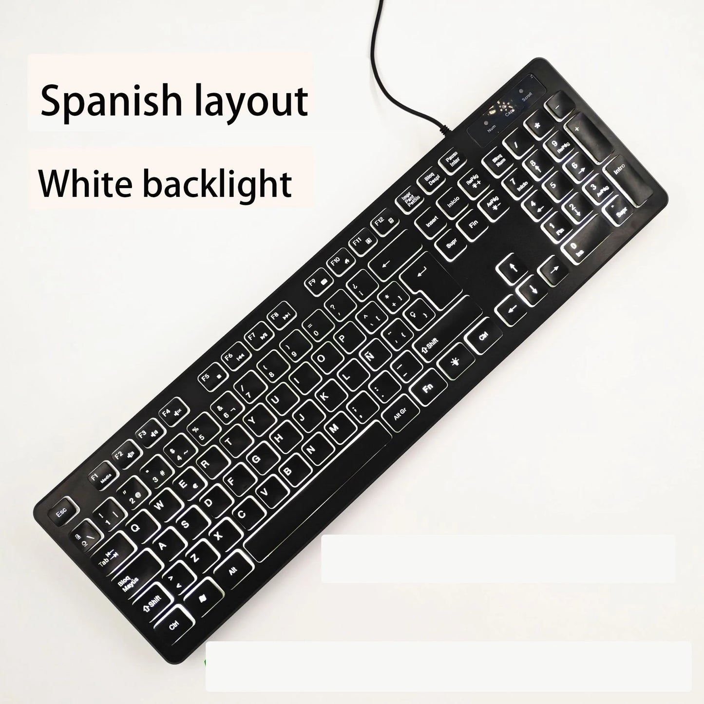 Spanisches/Französisches (AZERTY)/Russisches/Arabisches/Deutsches Tastaturlayout, beleuchtete kabelgebundene Desktop-Gaming-Tastatur für Desktop-Computer und Büro