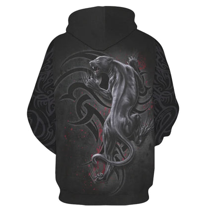 Sweat à capuz com fecho e estampado 3D de lobo, estilo streetwear, para homem/mulher, casaco com capuz unissexo casual hip-hop