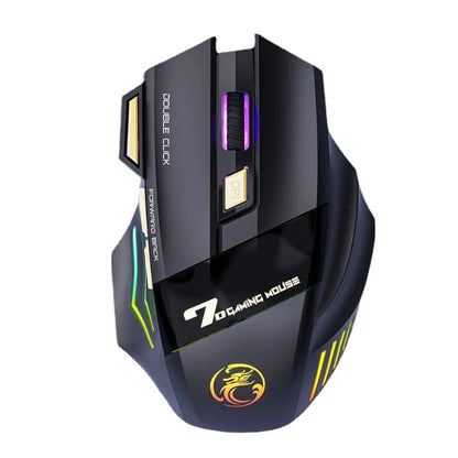 Rechargeable Bluetooth Wireless Mouse, 2.4G Silent Wireless Mouse with Adjustable DPI, RGB Breathing Light, 7 Buttons, Ergonomic Optical Mouse for Gaming & Office