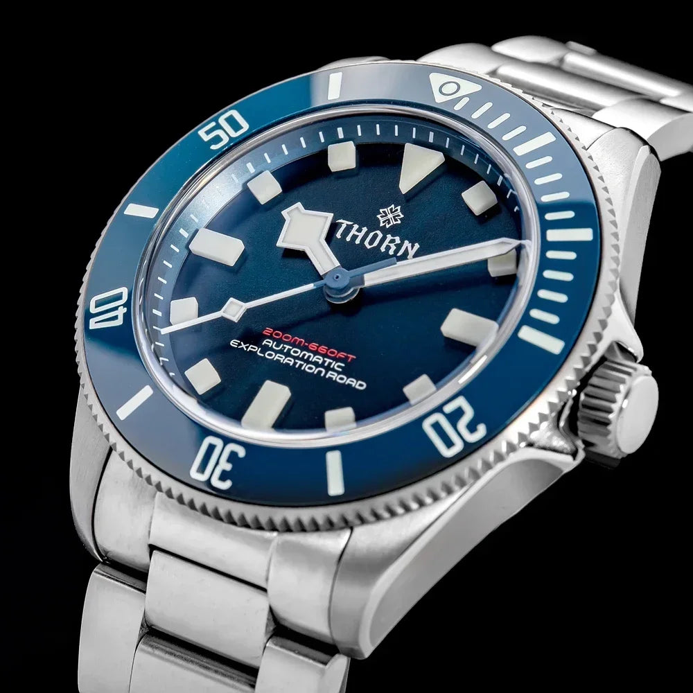 THORN 39mm Titanium Watch Men Homage Vintage PT5000 Movement Automatic Sapphire Crystal C3 Super Luminous 200M Waterproof Watch