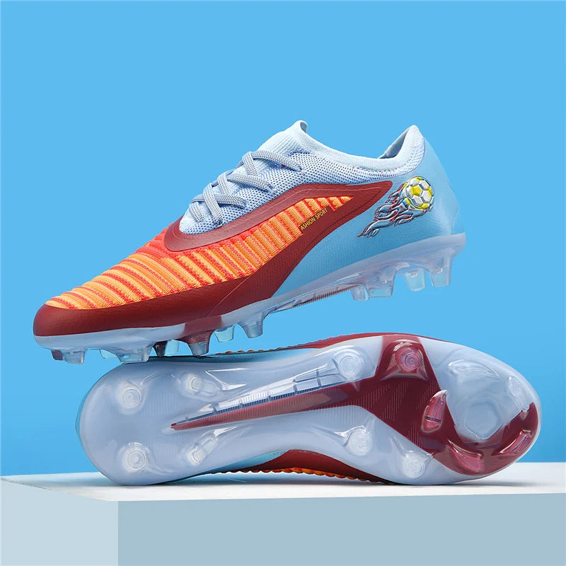 Męskie buty piłkarskie, sportowe buty do piłki nożnej, buty z kolcami do użytku na świeżym powietrzu, dla dorosłych, antypoślizgowe, dla chłopców, z długimi kolcami, treningowe, oddychające, meczowe, wygodne