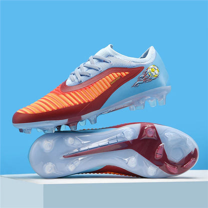 Męskie buty piłkarskie, sportowe buty do piłki nożnej, buty z kolcami do użytku na świeżym powietrzu, dla dorosłych, antypoślizgowe, dla chłopców, z długimi kolcami, treningowe, oddychające, meczowe, wygodne