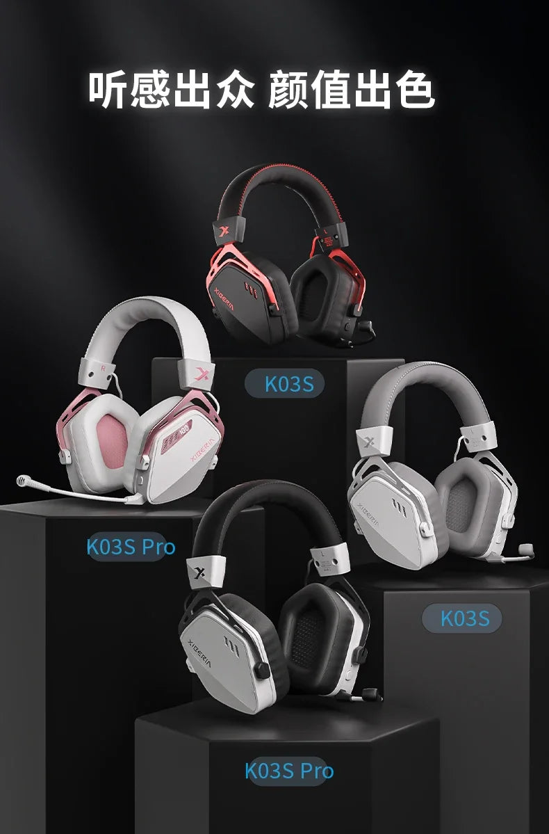XIBERIA Wireless Gaming Headphones K03S Pro 7.1 Surround Sound Headset with Mic, Low Latency 2.4GHz Gamer Headphones, Long Battery Life Gaming Headset