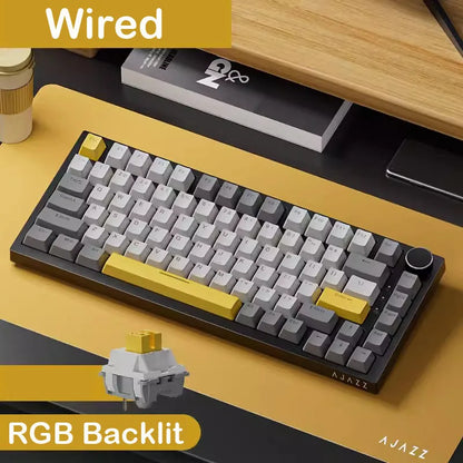 AJAZZ AK820 Pro Wireless Mechanical Gaming Keyboard Tri-Mode RGB Hot-Swappable 82-Key Compact Keyboard for PC, Mac & Laptop