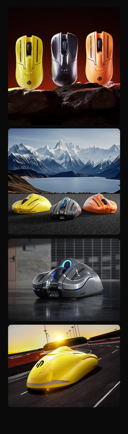 INPHIC Super Racing Car Series Wireless Bluetooth Gaming Mouse, 12800 DPI Rechargeable RGB Gaming Mouse with Battery Display, Customizable Wireless Mouse