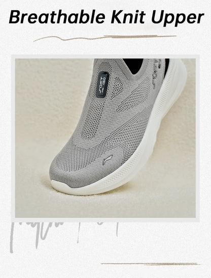 Li-Ning SOFT GO 2 KNIT slip-on wandelschoenen voor heren, casual, dempend, comfortabel en stabiel, LiNing mesh joggingsneakers voor dagelijks sporten AGLV017