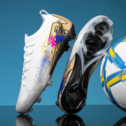 New Men Soccer Shoes FG Non-Slip Long Spikes Football Boots Soccer Cleats Training Shoes Match Ultralight Outdoor Drop Shipping