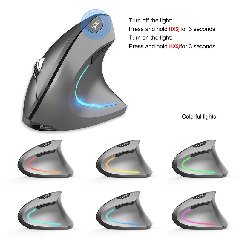 Rechargeable Bluetooth Vertical Mouse Dual-Mode Wireless Silent Gaming Mouse for Windows, Mac OS & Laptop, Ergonomic 2400 DPI Computer Mouse