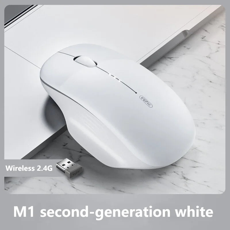 Inphic M1 2.4G Wireless Mouse Type-C Rechargeable Silent Ergonomic Mouse with Battery Level Display, Adjustable DPI Wireless Office Mouse for Laptop & PC
