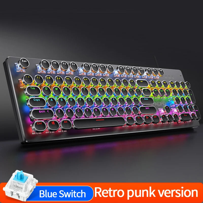 Punk Style 104-Key RGB Backlit Wired Mechanical Keyboard – Hot-Swappable Switches, for PC, Mac & Laptop Gamers