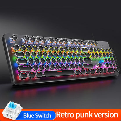 Punk Style 104-Key RGB Backlit Wired Mechanical Keyboard – Hot-Swappable Switches, for PC, Mac & Laptop Gamers