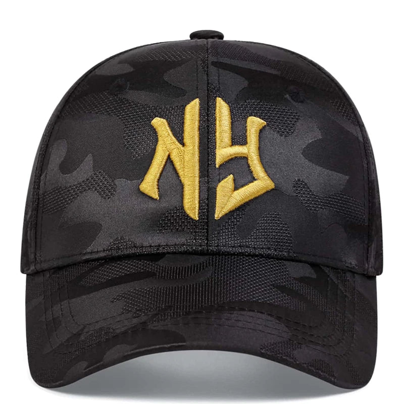 Cappellino da baseball con ricamo di lettere in stile mimetico, cappellino snapback primaverile-autunnale, cappellino sportivo casual regolabile, cappellino protettivo dal sole