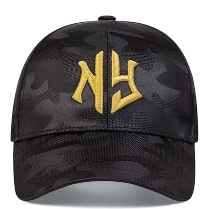 Cappellino da baseball con ricamo di lettere in stile mimetico, cappellino snapback primaverile-autunnale, cappellino sportivo casual regolabile, cappellino protettivo dal sole