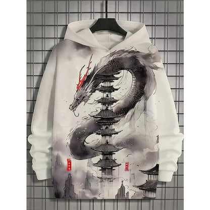 3D Printed Waves Noodles Hoodie For Men Cool Wolf Pattern Long Sleeve Tops Casual Sweatshirt Harajuku Pullover Loose Hoodies