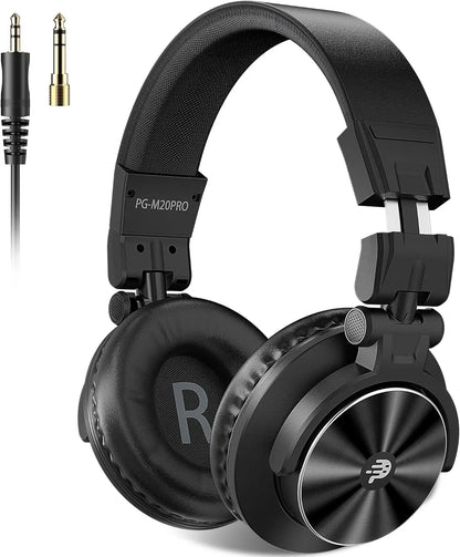 PUPGSIS Studio Headphones Professional DJ Wired Headphones 40kHz Hi-Res Stereo Recording Monitor Headset with 50mm Driver
