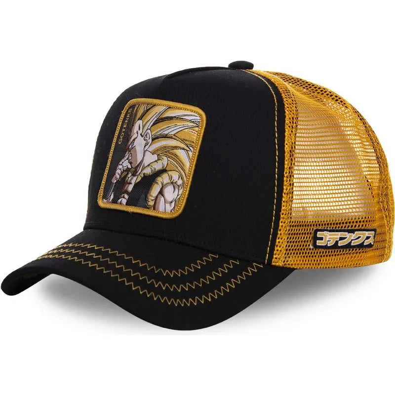 Cappellino da viaggio estivo Dragon Ball Buu Goku per uomo, con visiera, ricamo, stile hip-hop, visiera parasole, regolabile, in rete, tipo "trucker"
