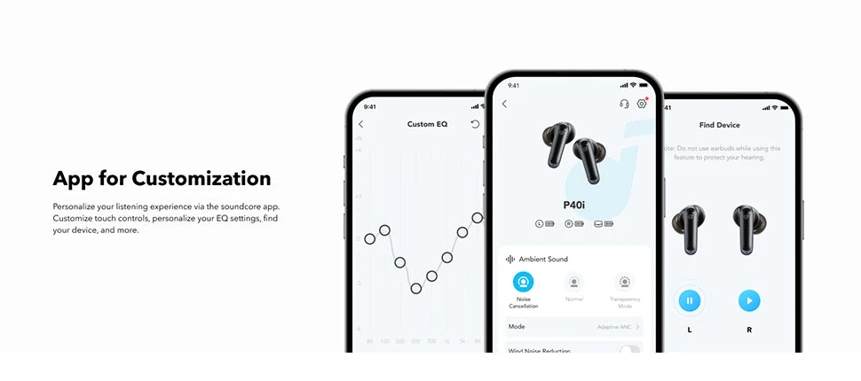 Soundcore P40i by Anker Wireless Earbuds with ANC, BassUp Technology, 60H Playtime & Bluetooth 5.3