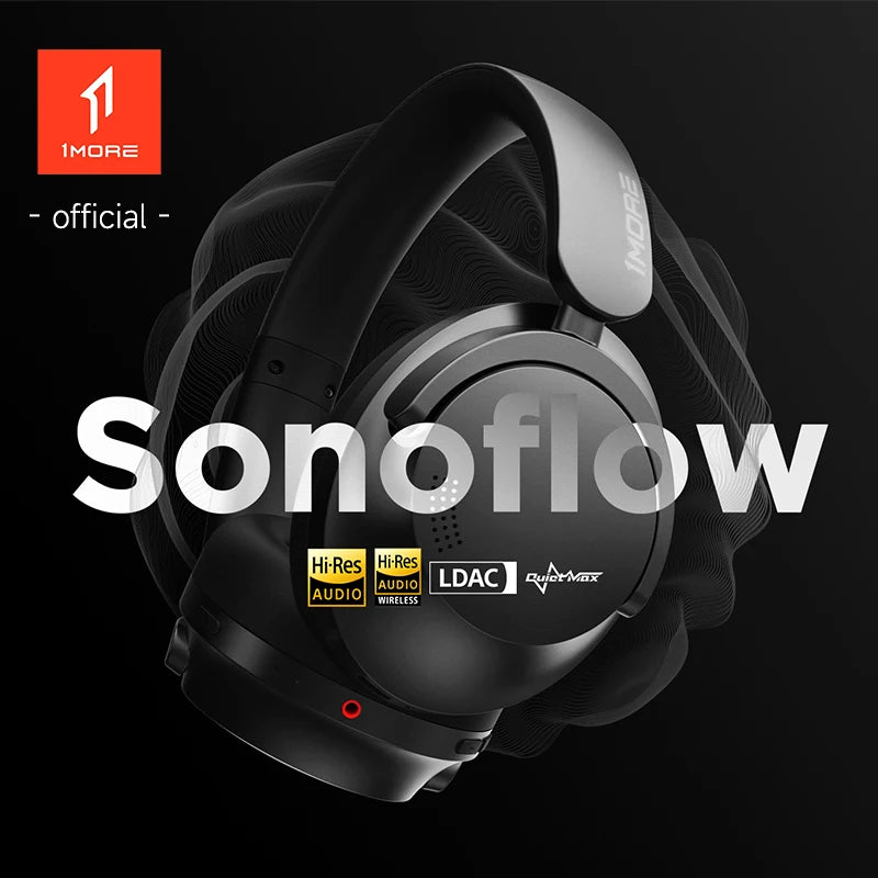 1MORE SonoFlow Active Noise Cancelling Headphones Wireless Bluetooth 5.0 HiFi Headset with 70H Playtime, LDAC Audio, Clear Calls & ANC Technology