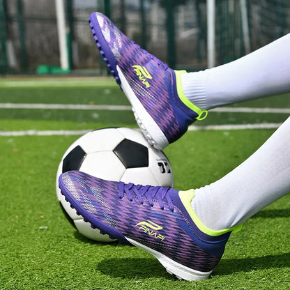 Ghete de fotbal pentru bărbați, de înaltă calitate, crampoane pentru meci, model popular pentru interior și exterior, teren cu iarbă, futsal, ghete high-top antiderapante