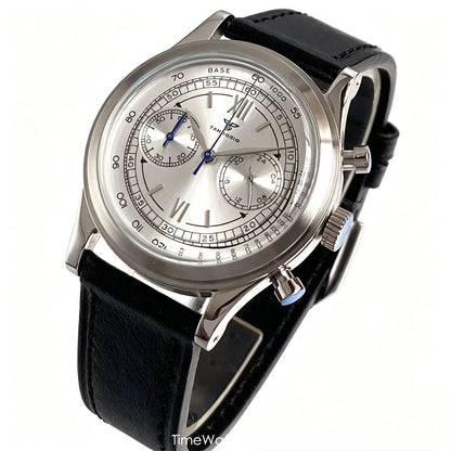 38mm Tandorio Retro Men's Watch Sport Watches Miyota OS20 Movement Chronograph Quartz Clock Black Dial Bubble Arched Glass