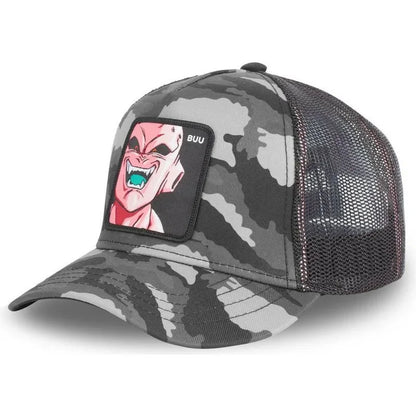 Cappellino da viaggio estivo Dragon Ball Buu Goku per uomo, con visiera, ricamo, stile hip-hop, visiera parasole, regolabile, in rete, tipo "trucker"