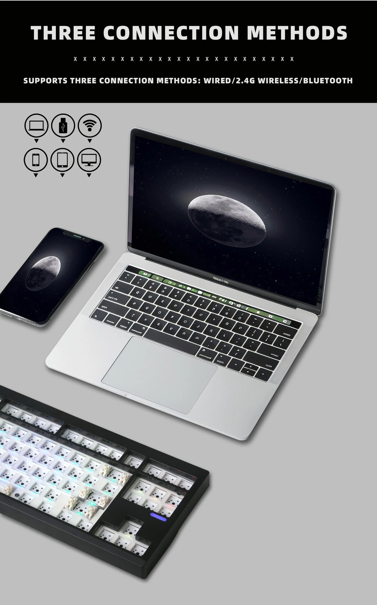 ZUOYA GMK87L Mechanical Keyboard KIT  Gasket Structure VIA /Qmk Programmable Hot-Swap Three Mode Wireless RGB Keyboard KIT