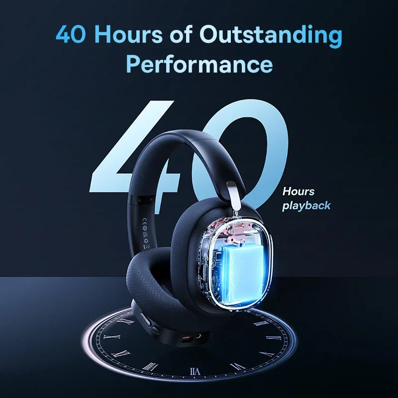 Baseus GH02 Gaming Wireless Headphones Bluetooth 5.3 Over-Ear Headset with Mic, 40mm Driver RGB Gaming Headphones, 2.4G Wireless Low Latency Headset