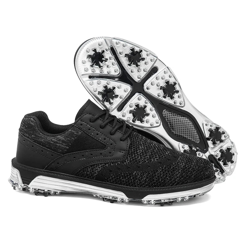 LiXingMing Golf Shoes Men Gray Large Size To 48# Breathable Cleats Golf Sport Shoes Teenager Training Golf Coach Sneakers
