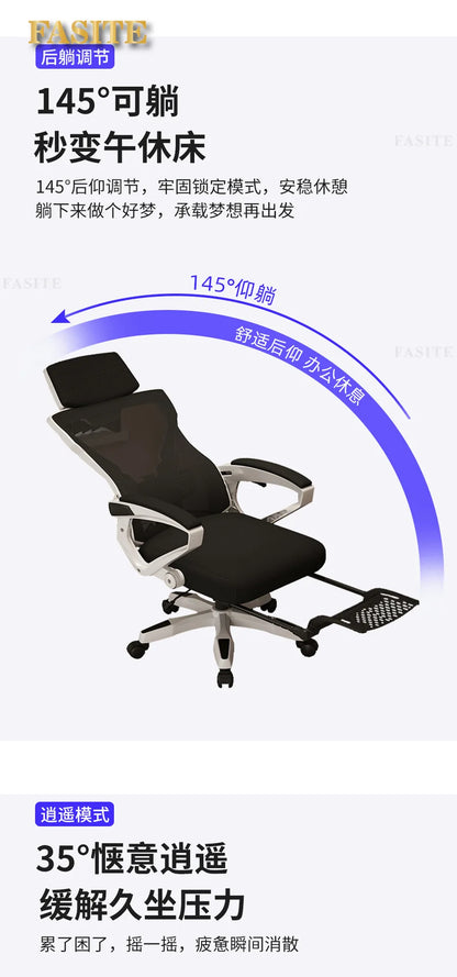Ergonomic Gaming Chair with 4D Lumbar Support, Reclining Office Chair, Adjustable Computer Desk Chair with Footrest, Swivel E-Sports Chair