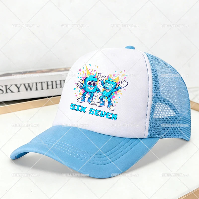 Steal A Brainrot Mesh Baseball Caps Cartoon 67 Six Seven Adult Kids Sports Hats Boys Girls Summer Outdoor Sunshade Peaked Caps