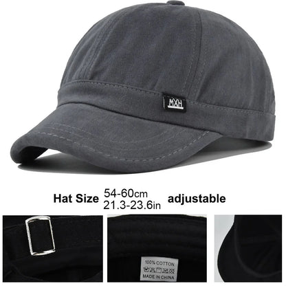 Brand Oohmy 5cm Short Brim Baseball Caps Big Head and Small Head for Men Women Mesh Back Trucker Hat Short BillQuick Dry