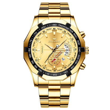 BINBOND luxury quartz wristwatch for men, luminous, water-resistant, automatic date, stainless steel