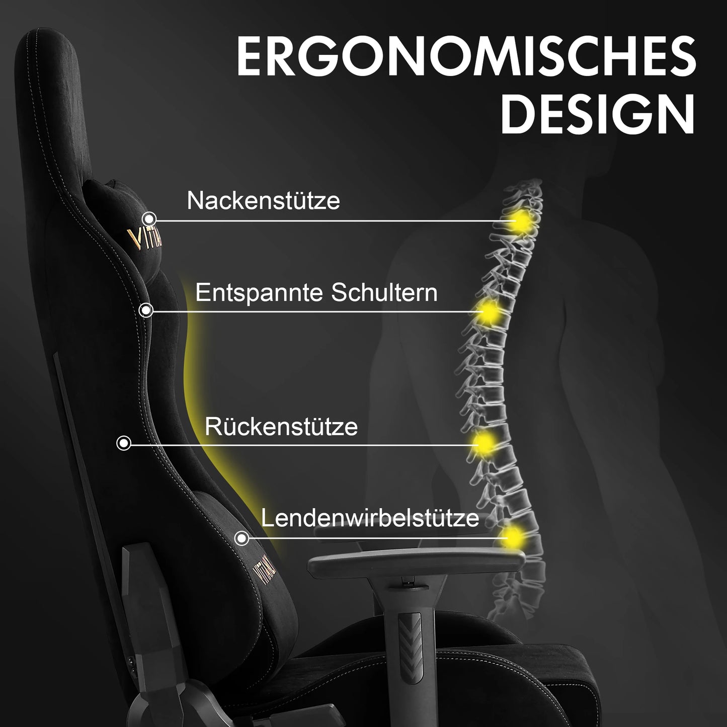 Kitinjoy Natural Suede Gaming Chair High Back Ergonomic Computer Chair with Footrest, Reclining Office Chair, Adjustable Swivel Gaming Seat