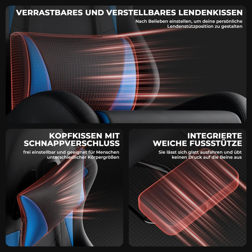 Ergonomic Gaming Chair with Lumbar Support and Headrest, Adjustable Height Gamer Chair with Comfortable Cushion, Rotating Office Gaming Chair