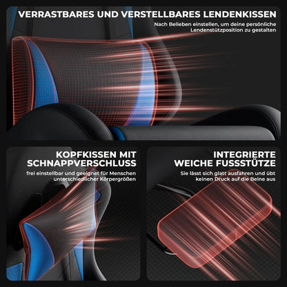 Ergonomic Gaming Chair with Lumbar Support and Headrest, Adjustable Height Gamer Chair with Comfortable Cushion, Rotating Office Gaming Chair