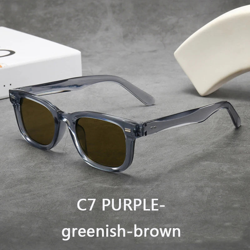 Men's Thick Framed Retro Brown Sunglasses Narrow Framed Hip-hop Style Rapper Eyewear Vacation Sunglasses UV400
