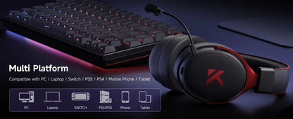 MCHOSE V9 Pro Gaming Wireless Headset7.1 Surround Sound Headphones Noise Canceling Mic Low Latency Lightweight for PS5 PC SWITCH