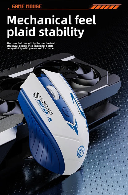 Wireless Gaming Mouse 2.4G Bluetooth Rechargeable Silent Mouse, Dual Mode Wireless Gaming Mouse with 6 Buttons, Adjustable DPI, Ergonomic Mouse for PC, Laptop & Mac
