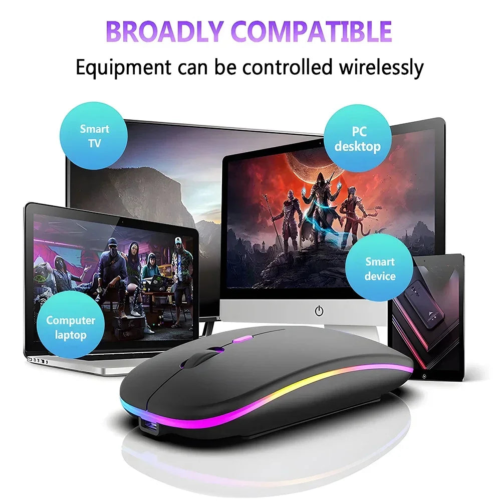 Ladattava langaton hiiri kahdella yhteystilalla, Bluetooth-yhteensopiva 2.4G USB -tietokonehiiri kannettavalle, iPadille, tabletille ja pelikäyttöön