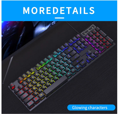 104Keys Wired Keyboard with RGB Backlit Breathing Light Gaming Ergonomic Keyboard And Mouse Set for Computer Laptop Gamer Office
