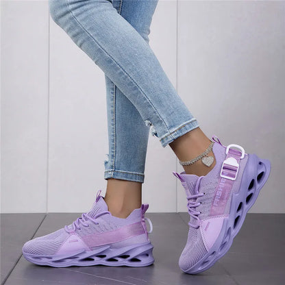 Modische lila Freizeit-Sneaker für Damen und Herren, Blade-Laufschuhe, große Größe 48, leichte, atmungsaktive Sportschuhe für Herren, Mesh-Sneaker